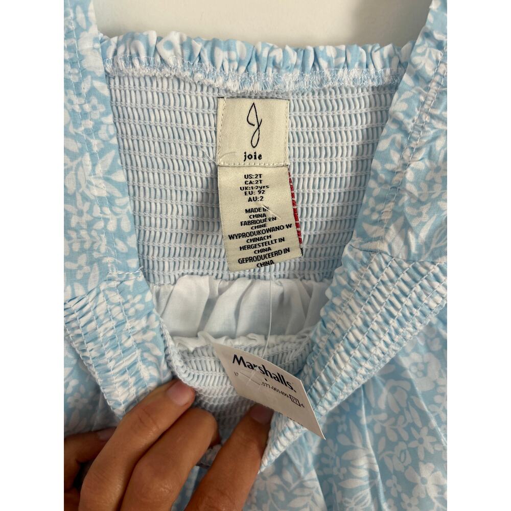 Joie Baby Blue Floral Smocked Puff Sleeve Dress 2T NWT - Picture 3 of 6